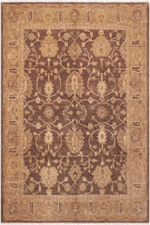 handmade Traditional Lahore Brown Tan Hand Knotted RECTANGLE 100% WOOL area rug 8X10