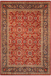 Traditional Agra Tabriz Bettye Red Blue Hand Knotted Area rugs 9X12