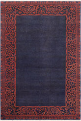 handmade Modern Kafkaz Blue Rust Hand Knotted RECTANGLE 100% WOOL area rug 8X10