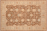 handmade Transitional Kafkaz Brown Beige Hand Knotted RECTANGLE 100% WOOL area rug 8' x 10'