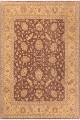 handmade Traditional Kafkaz Brown Gold Hand Knotted RECTANGLE 100% WOOL area rug 8X10