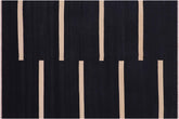 handmade Modern Kilim Black Beige Hand-Woven RECTANGLE 100% WOOL area rug 4x6