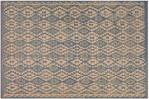 handmade Geometric Kilim Blue Beige Hand-Woven RECTANGLE 100% WOOL area rug 8x10