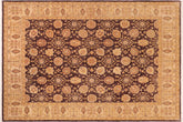 handmade Transitional Kafkaz Aubergine Beige Hand Knotted RECTANGLE 100% WOOL area rug 8' x 9'