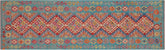 handmade Geometric Kilim Red Blue Hand-Woven RUNNER 100% WOOL area rug 3x10