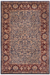 handmade Traditional Lahore Blue Aubergine Hand Knotted RECTANGLE 100% WOOL area rug 9'X12'