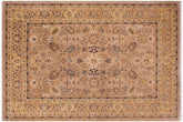 handmade Traditional Lahore Tan Gold Hand Knotted RECTANGLE 100% WOOL area rug 9'X12'