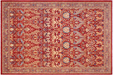 handmade Traditional Lahore Red Lt. Brown Hand Knotted RECTANGLE 100% WOOL area rug 9' x 12'
