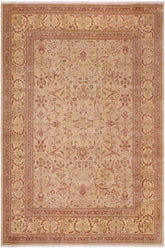 handmade Traditional Lahore Tan Gold Hand Knotted RECTANGLE 100% WOOL area rug 9'X12'