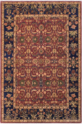 handmade Traditional Lahore Aubergine Blue Hand Knotted RECTANGLE 100% WOOL area rug 9'X12'