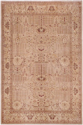 handmade Transitional Lahore Tan Red Hand Knotted RECTANGLE 100% WOOL area rug 9'X12'