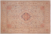 handmade Traditional Lahore Lt. Blue Ivory Hand Knotted RECTANGLE 100% WOOL area rug 9' x 12'
