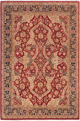 handmade Traditional Agra Red Blue Hand Knotted RECTANGLE 100% WOOL area rug 9'X12'