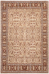 handmade Traditional Lahore Ivory Brown Hand Knotted RECTANGLE 100% WOOL area rug 9'X12'