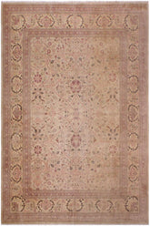 handmade Traditional Lahore Lt. Tan Lt. Gold Hand Knotted RECTANGLE 100% WOOL area rug 9'X12'