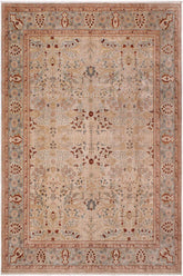 handmade Transitional Lahore Beige Lt. Blue Hand Knotted RECTANGLE 100% WOOL area rug 9'X12'