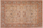handmade Traditional Lahore Beige Lt. Blue Hand Knotted RECTANGLE 100% WOOL area rug 9' x 12'