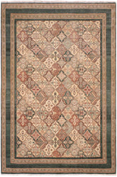 handmade Traditional Green Beige Hand Knotted RECTANGLE 100% WOOL area rug 9'X12'