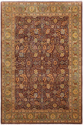handmade Traditional Design Brown Lt. Green Hand Knotted RECTANGLE 100% WOOL area rug 9'X12'