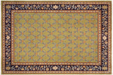 handmade Traditional Kafkaz Lime Green Blue Hand Knotted RECTANGLE 100% WOOL area rug 9'X12'