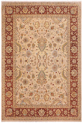 handmade Traditional Lahore Tan Rust Hand Knotted RECTANGLE 100% WOOL area rug 9'X12'