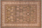 handmade Transitional Veg Dye Green Tan Hand Knotted RECTANGLE 100% WOOL area rug 9' x 12'