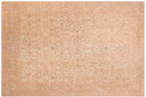 handmade Traditional Lahore Tan Rose Hand Knotted RECTANGLE 100% WOOL area rug 9' x 12'