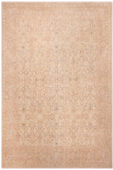 handmade Traditional Lahore Tan Rose Hand Knotted RECTANGLE 100% WOOL area rug 9'X12'