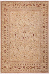 handmade Traditional Design Tan Tan Hand Knotted RECTANGLE 100% WOOL area rug 9'X12'