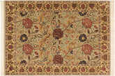 handmade Transitional Kamal Taupe Gold Hand Knotted RECTANGLE 100% WOOL area rug 4x6