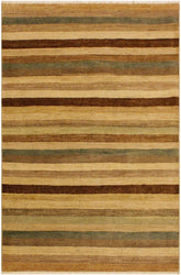 handmade Modern Gabbeh Beige Green Hand Knotted RECTANGLE 100% WOOL area rug 4 X6