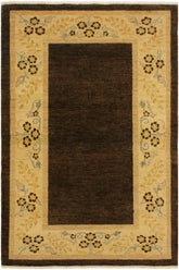 handmade Modern Gabbeh Brown Beige Hand Knotted RECTANGLE 100% WOOL area rug 4X6