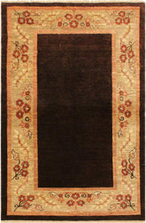 handmade Modern Gabbeh Brown Tan Hand Knotted RECTANGLE 100% WOOL area rug 4X6