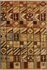 handmade Modern Gabbeh Brown Green Hand Knotted RECTANGLE 100% WOOL area rug 4 X6