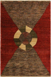 handmade Modern Gabbeh Red Brown Hand Knotted RECTANGLE 100% WOOL area rug 4 X6