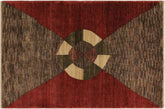 handmade Modern Gabbeh Red Brown Hand Knotted RECTANGLE 100% WOOL area rug 4' x 6'