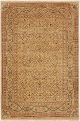 handmade Transitional Kafkaz Lt. Tan Brown Hand Knotted RECTANGLE 100% WOOL area rug 4X6