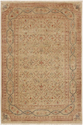 handmade Transitional Kafkaz Lt. Tan Brown Hand Knotted RECTANGLE 100% WOOL area rug 4X6
