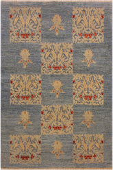 handmade Transitional Kafkaz Lt. Blue Lt. Blue Hand Knotted RECTANGLE 100% WOOL area rug 4X6