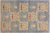 handmade Modern Kafkaz Lt. Blue Lt. Blue Hand Knotted RECTANGLE 100% WOOL area rug 4' x 6'