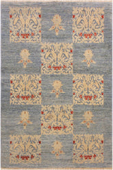 handmade Transitional Kafkaz Lt. Blue Lt. Blue Hand Knotted RECTANGLE 100% WOOL area rug 4X6