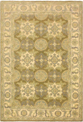 handmade Transitional Kafkaz Lt. Green Ivory Hand Knotted RECTANGLE 100% WOOL area rug 4X6