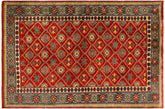 handmade Geometric Sherwan Red Gray Hand Knotted RECTANGLE 100% WOOL area rug 4x6