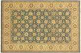 handmade Transitional Design Teal Blue Ivory Hand Knotted RECTANGLE 100% WOOL area rug 4' x 6'
