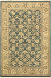 handmade Transitional Design Teal Blue Ivory Hand Knotted RECTANGLE 100% WOOL area rug 4'X6'