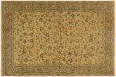 handmade Traditional Design Tan Green Hand Knotted RECTANGLE 100% WOOL area rug 4' x 6'