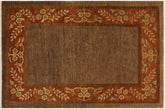 handmade Modern Gabbeh Brown Rust Hand Knotted RECTANGLE 100% WOOL area rug 4' x 6'
