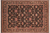 handmade Transitional Lily Black Red Hand Knotted RECTANGLE 100% WOOL area rug 8x10