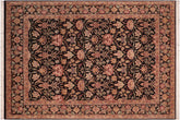 handmade Transitional Lily Black Red Hand Knotted RECTANGLE 100% WOOL area rug 8x10