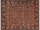handmade Traditional Bakhtair Black Brown Hand Knotted RECTANGLE 100% WOOL area rug 8x10